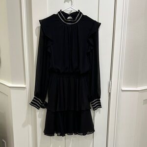 Karl Lagerfeld Black Dress with Ruffled Accents